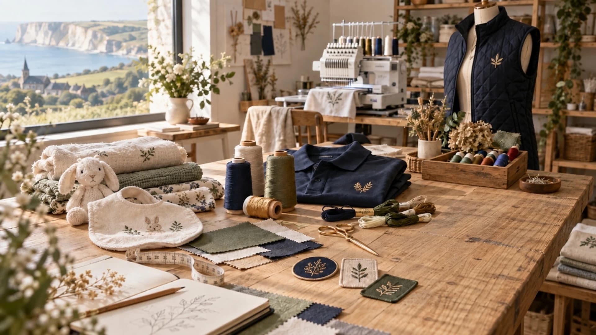 Atelier de couture et broderie avec vue sur les falaises de Normandie par Sandrine Couture