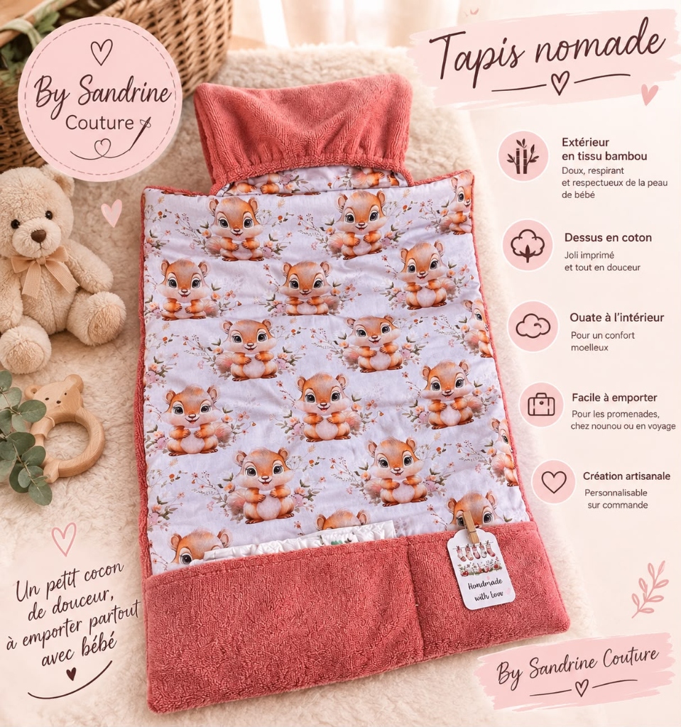 Tapis Nomade Bébé Écureuil & Bambou