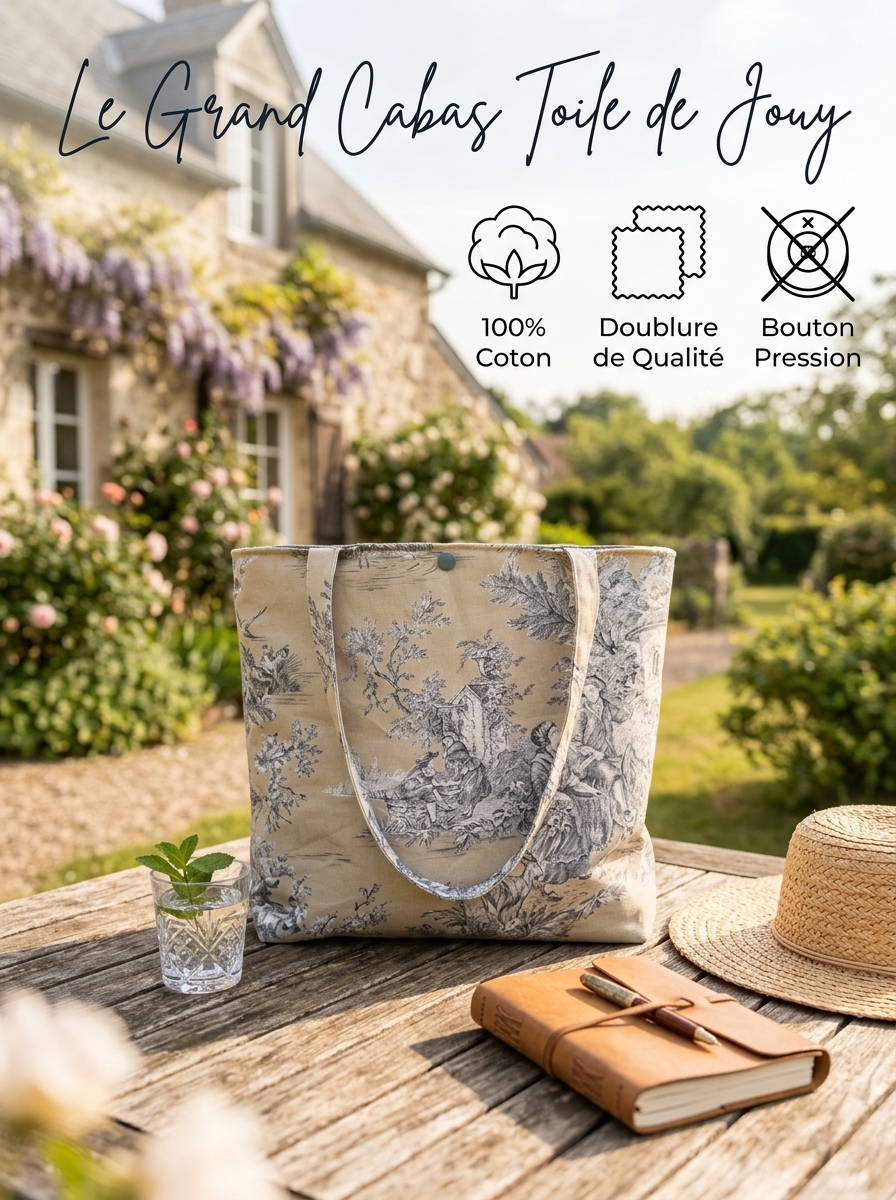 Sac Fourre-Tout en Véritable Toile de Jouy