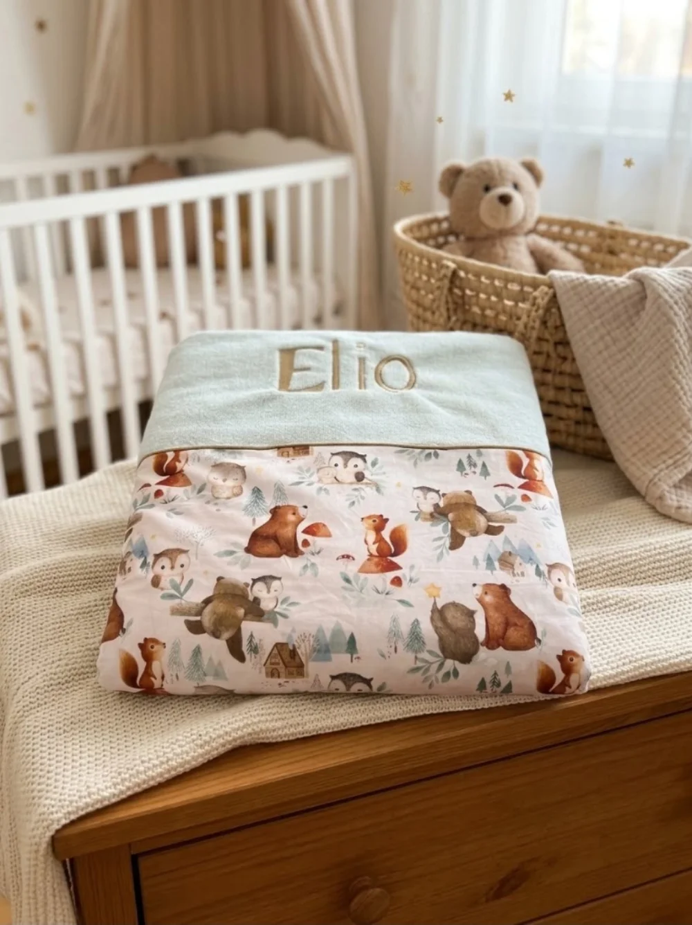 Couverture Molletonnée Bébé Bambou & Coton Animaux de la Forêt