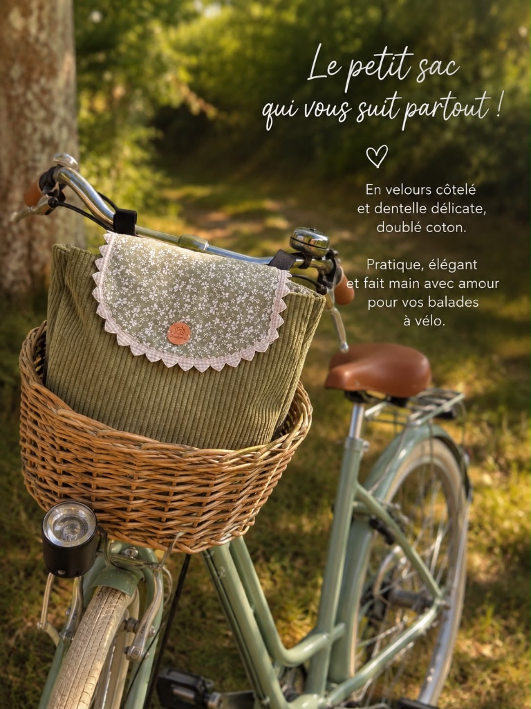 Sac de Guidon de Vélo en Velours & Coton