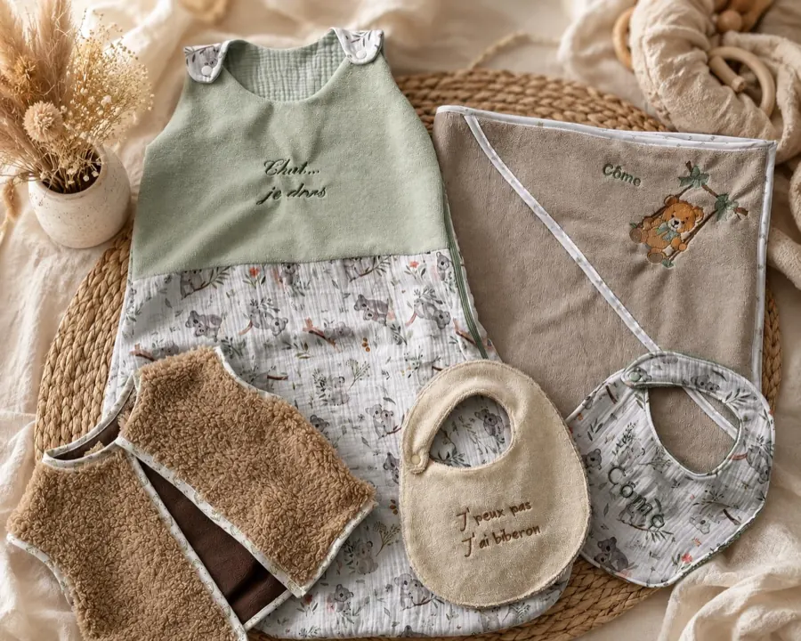 Trousseau Complet Bébé Côme (Gigoteuse Koala, Cape & Gilet)